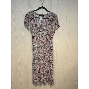 All That Jazz Floral Dress Beige Purple Women's Size 9/10
